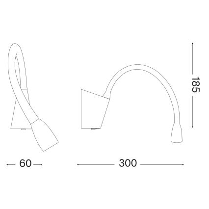 Ideal Lux - LED Fleksibilna lampica GOOSE LED/3W/230V CRI 90 crna