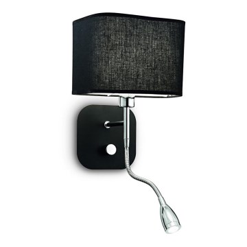 Ideal Lux - LED Fleksibilna zidna lampa 1xE14/40W/230V + LED/1W/230V crna