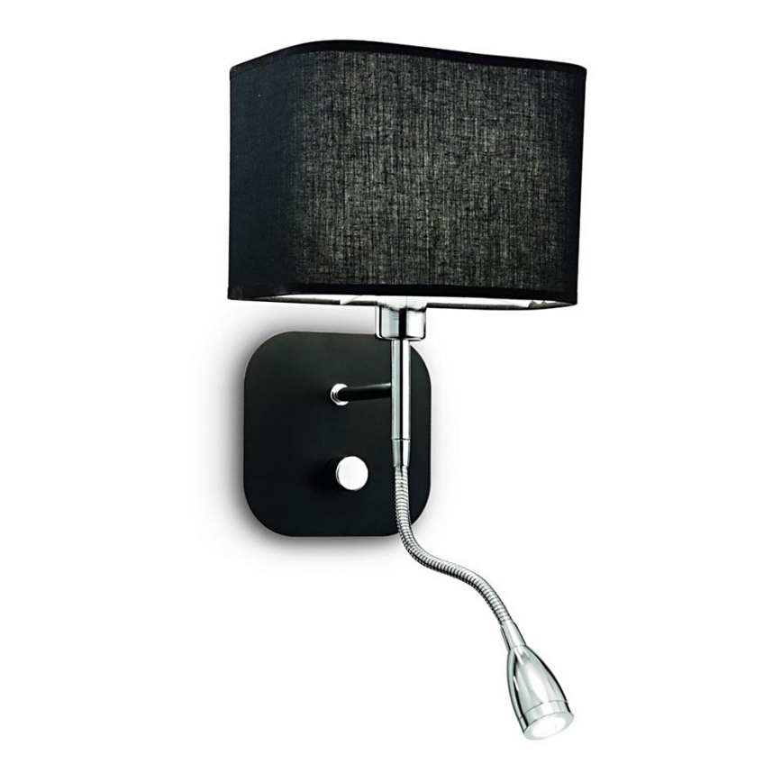 Ideal Lux - LED Fleksibilna zidna lampa 1xE14/40W/230V + LED/1W/230V crna