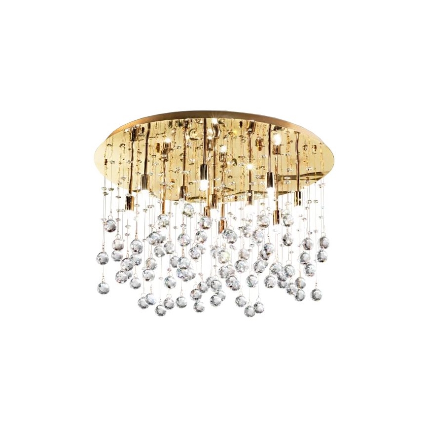 Ideal Lux - LED Kristalna stropna svjetiljka MOONLIGHT 15xG9/3W/230V pr. 80 cm zlatna