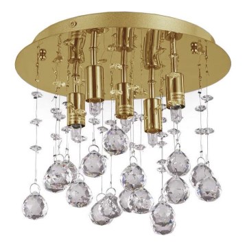 Ideal Lux - LED Kristalna stropna svjetiljka MOONLIGHT 5xG9/3W/230V pr. 26 cm zlatna