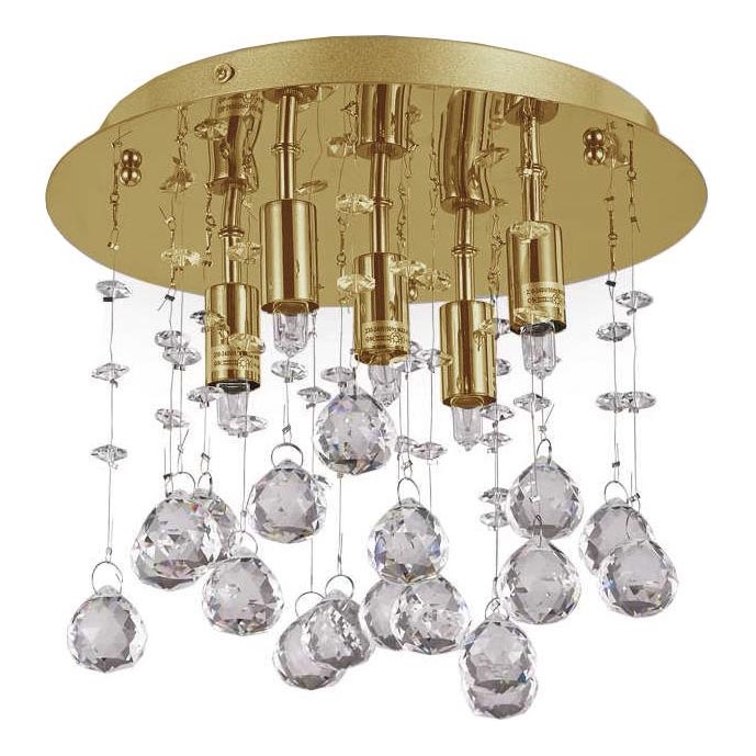 Ideal Lux - LED Kristalna stropna svjetiljka MOONLIGHT 5xG9/3W/230V pr. 26 cm zlatna
