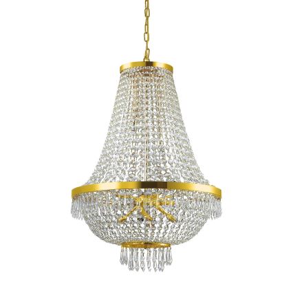 Ideal Lux - LED Kristalni luster na lancu CAESAR 12xG9/3W/230V pr. 55 cm zlatna