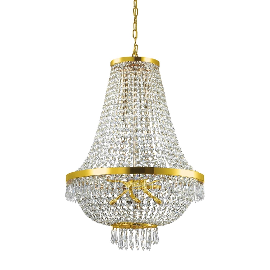 Ideal Lux - LED Kristalni luster na lancu CAESAR 12xG9/3W/230V pr. 55 cm zlatna
