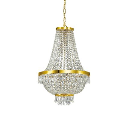 Ideal Lux - LED Kristalni luster na lancu CAESAR 9xG9/3W/230V pr. 45 cm zlatna