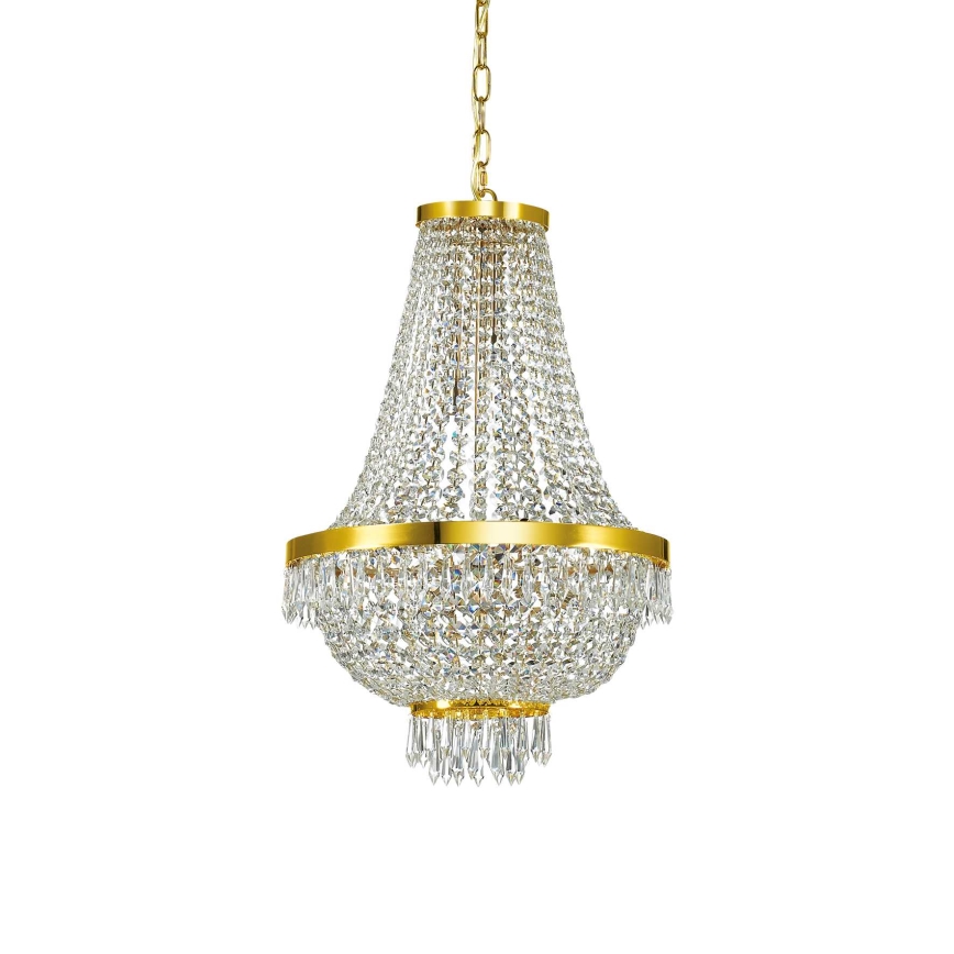 Ideal Lux - LED Kristalni luster na lancu CAESAR 9xG9/3W/230V pr. 45 cm zlatna