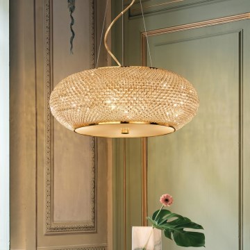 Ideal Lux - LED kristalni luster na sajli PASHA 14xE14/40W/230V Ø 65 cm zlatni