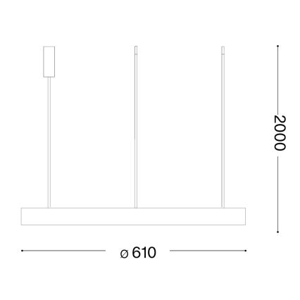 Ideal Lux - LED luster GEMINI na sajli, 47 W, 230 V, 4000 K, promjer 61 cm, CRI 90, mesing