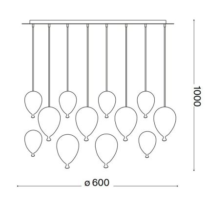 Ideal Lux - LED Luster na sajli CLOWN 12xG9/3W/230V pr. 60 cm šarena