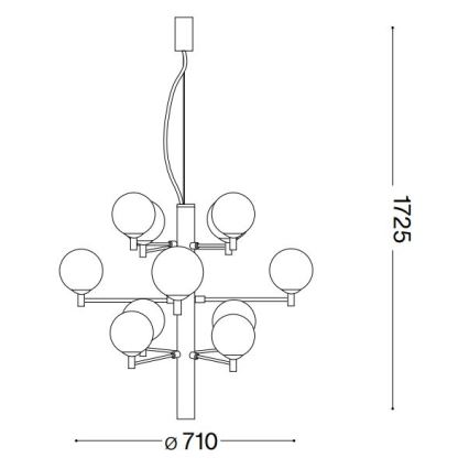 Ideal Lux - LED Luster na sajli COPERNICO 12xG9/3W/230V pr. 71 cm crna