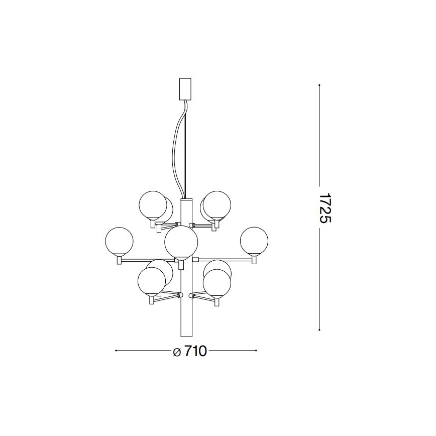 Ideal Lux - LED Luster na sajli COPERNICO 12xG9/3W/230V pr. 71 cm crna