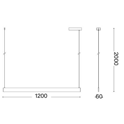 Ideal Lux - LED luster na sajli DESK WIDE LED/36W/230V CRI 90 120 cm crna