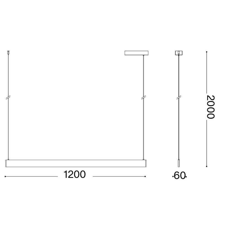 Ideal Lux - LED luster na sajli DESK WIDE LED/36W/230V CRI 90 120 cm crna