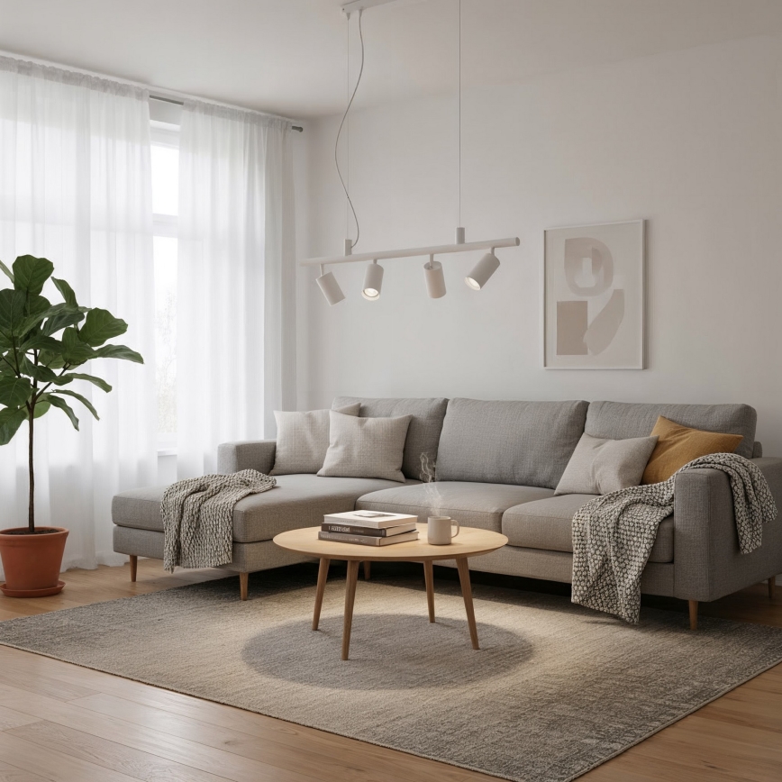 Ideal Lux - LED Luster na sajli DYNAMITE 4xGU10/7W/230V CRI 90 bijela