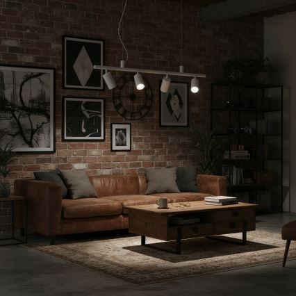 Ideal Lux - LED Luster na sajli DYNAMITE 4xGU10/7W/230V CRI 90 bijela