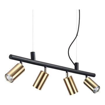 Ideal Lux - LED Luster na sajli DYNAMITE 4xGU10/7W/230V CRI 90 crna/mesing