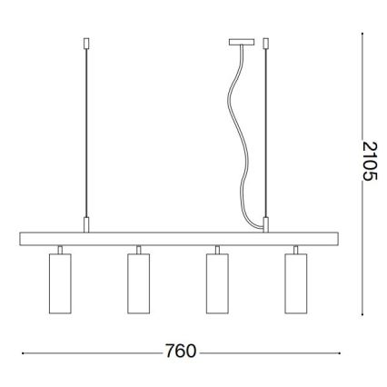Ideal Lux - LED Luster na sajli DYNAMITE 4xGU10/7W/230V CRI 90 crna/mesing