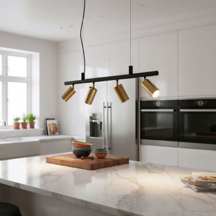 Ideal Lux - LED Luster na sajli DYNAMITE 4xGU10/7W/230V CRI 90 crna/mesing