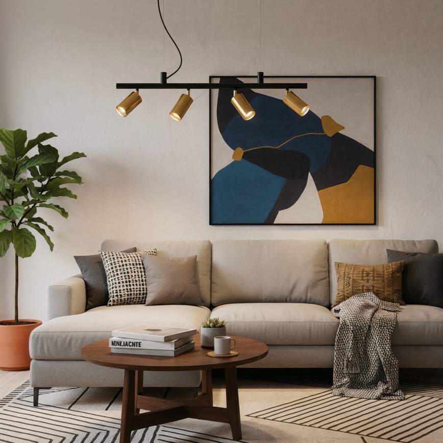 Ideal Lux - LED Luster na sajli DYNAMITE 4xGU10/7W/230V CRI 90 crna/mesing