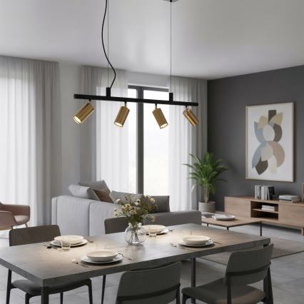 Ideal Lux - LED Luster na sajli DYNAMITE 4xGU10/7W/230V CRI 90 crna/mesing