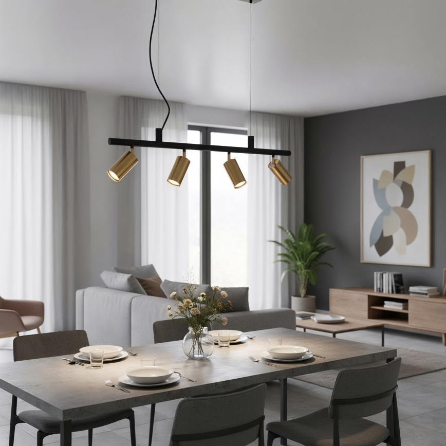 Ideal Lux - LED Luster na sajli DYNAMITE 4xGU10/7W/230V CRI 90 crna/mesing