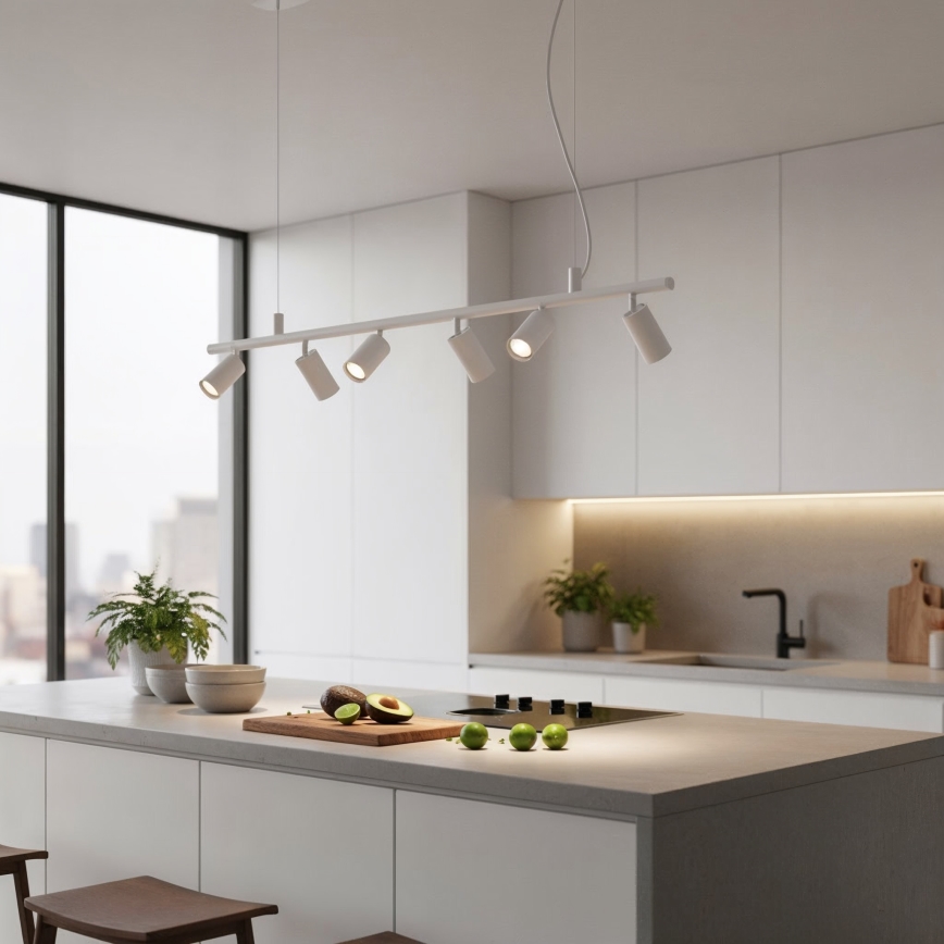 Ideal Lux - LED Luster na sajli DYNAMITE 6xGU10/7W/230V CRI 90 bijela