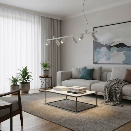 Ideal Lux - LED Luster na sajli DYNAMITE 6xGU10/7W/230V CRI 90 bijela