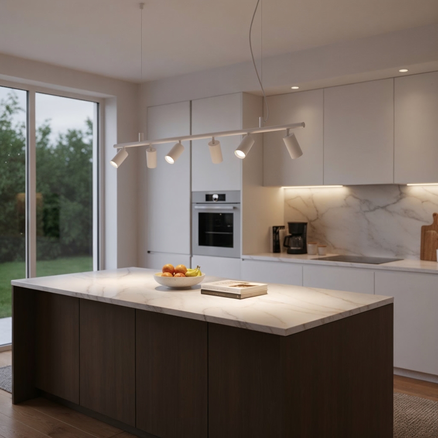 Ideal Lux - LED Luster na sajli DYNAMITE 6xGU10/7W/230V CRI 90 bijela