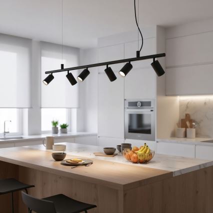 Ideal Lux - LED Luster na sajli DYNAMITE 6xGU10/7W/230V CRI 90 crna