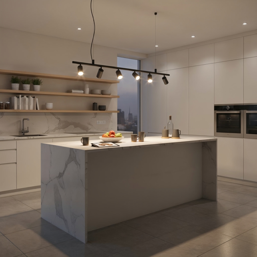 Ideal Lux - LED Luster na sajli DYNAMITE 6xGU10/7W/230V CRI 90 crna