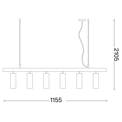 Ideal Lux - LED Luster na sajli DYNAMITE 6xGU10/7W/230V CRI 90 crna