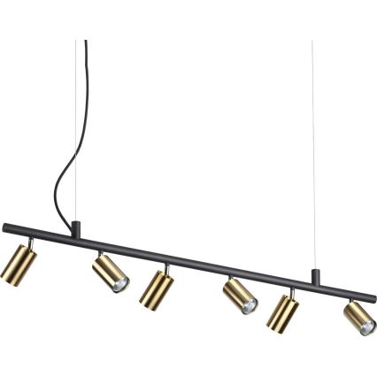 Ideal Lux - LED Luster na sajli DYNAMITE 6xGU10/7W/230V CRI 90 crna/mesing