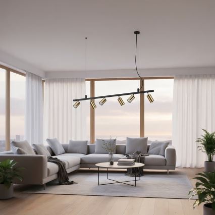 Ideal Lux - LED Luster na sajli DYNAMITE 6xGU10/7W/230V CRI 90 crna/mesing