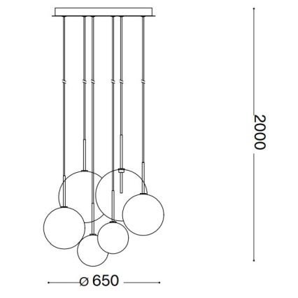 Ideal Lux - LED Luster na sajli EQUINOXE 6xG4/2W/230V pr. 65 cm mesing/dimna