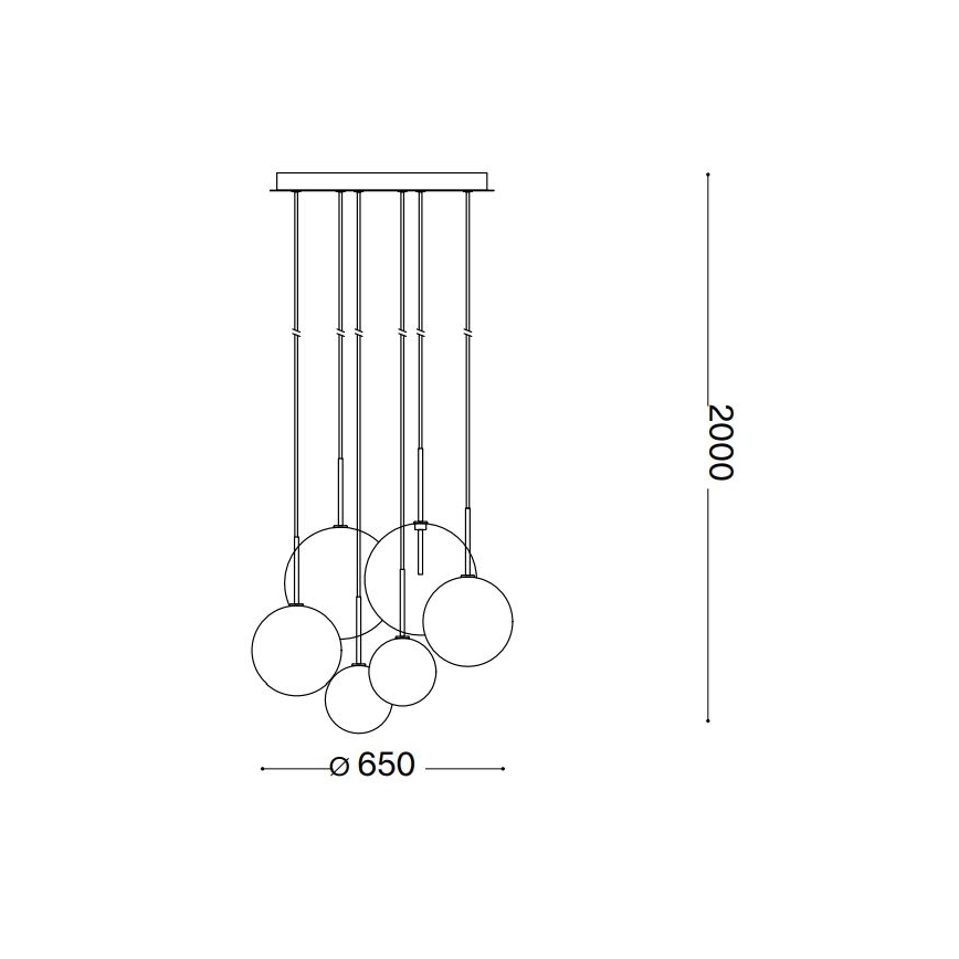 Ideal Lux - LED Luster na sajli EQUINOXE 6xG4/2W/230V pr. 65 cm mesing/dimna