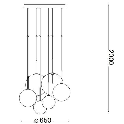 Ideal Lux - LED Luster na sajli EQUINOXE 6xG4/2W/230V pr. 65 cm mesing/prozirna