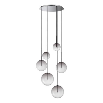 Ideal Lux - LED Luster na sajli EQUINOXE 6xG4/2W/230V pr. 65 cm sjajni krom/dimna