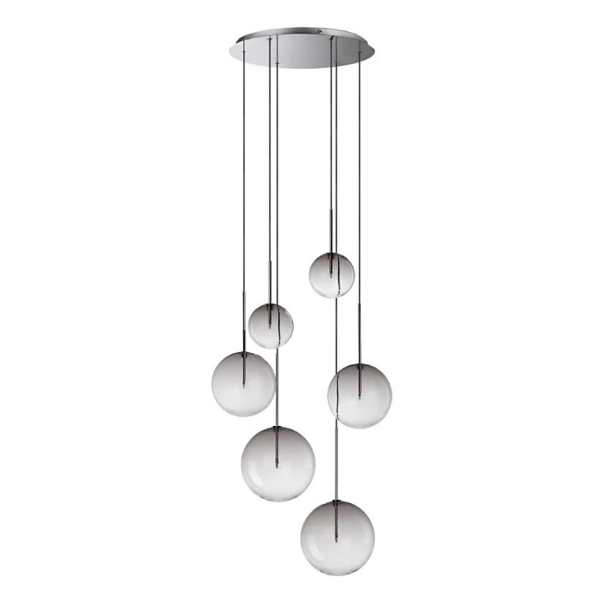 Ideal Lux - LED Luster na sajli EQUINOXE 6xG4/2W/230V pr. 65 cm sjajni krom/dimna