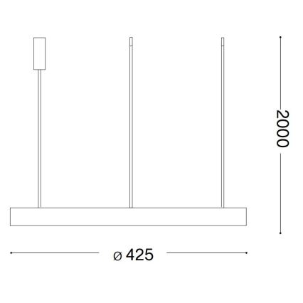 Ideal Lux - LED Luster na sajli GEMINI LED/38W/230V pr. 42,5 cm CRI 90 crna