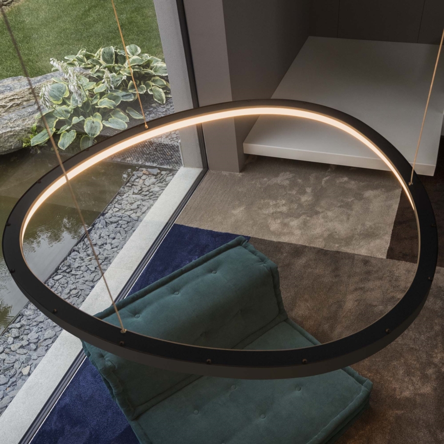 Ideal Lux - LED luster na sajli GEMINI LED/78W/230V 2700K Ø 105 cm CRI 90 crna
