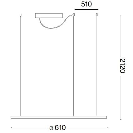 Ideal Lux - LED Luster na sajli HULAHOOP LED/28W/230V 3000K pr. 61 cm CRI 90 bijela