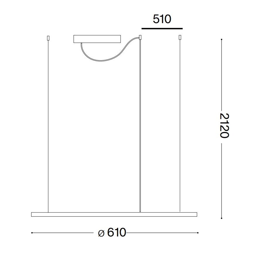 Ideal Lux - LED Luster na sajli HULAHOOP LED/28W/230V 3000K pr. 61 cm CRI 90 bijela