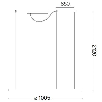 Ideal Lux - LED Luster na sajli HULAHOOP LED/46W/230V 3000K pr. 100 cm CRI 90 bijela