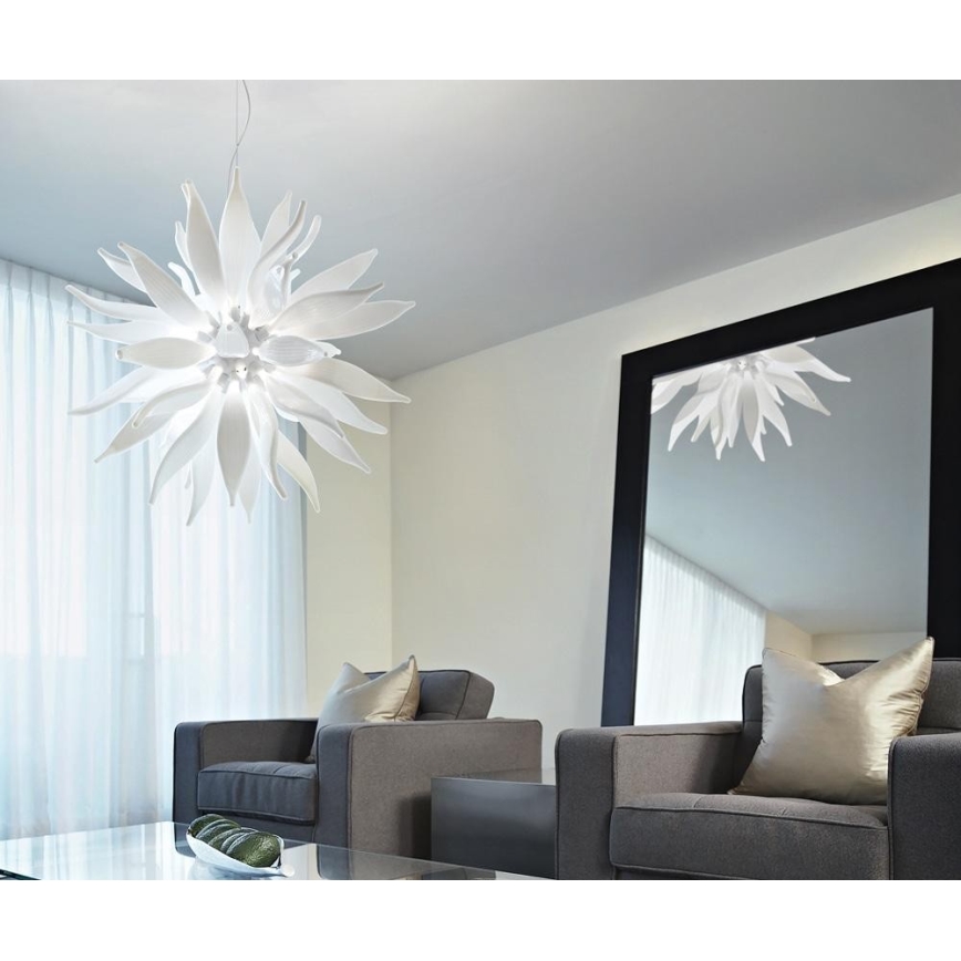 Ideal Lux - LED Luster na sajli LEAVES 12xG9/3W/230V pr. 80 cm bijela