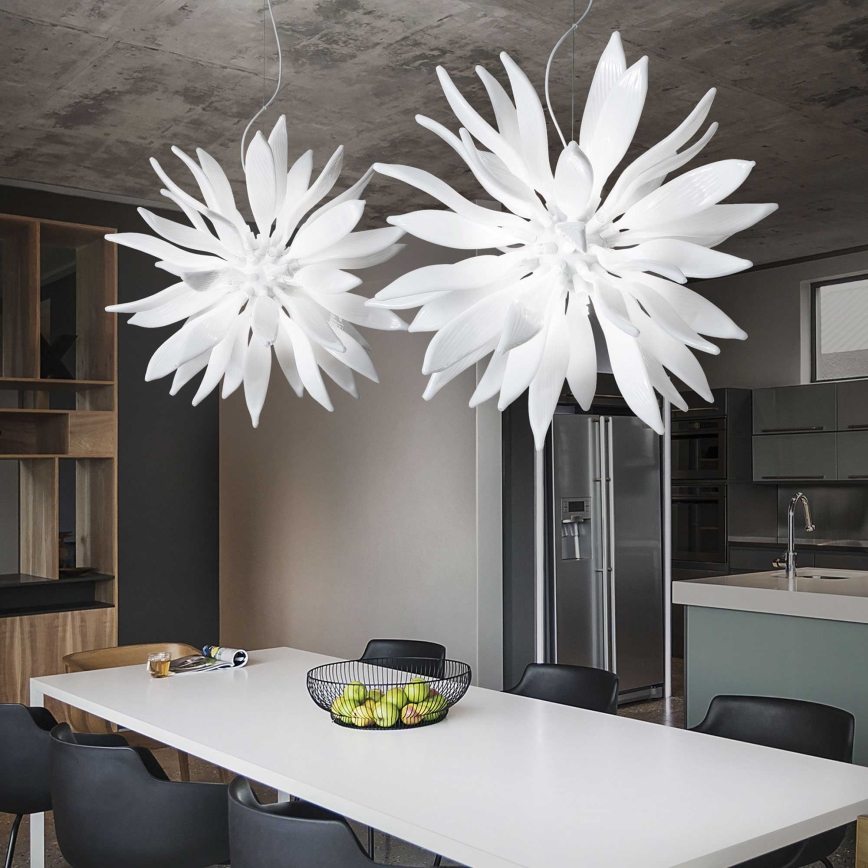 Ideal Lux - LED Luster na sajli LEAVES 12xG9/3W/230V pr. 80 cm bijela