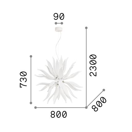 Ideal Lux - LED Luster na sajli LEAVES 12xG9/3W/230V pr. 80 cm bijela