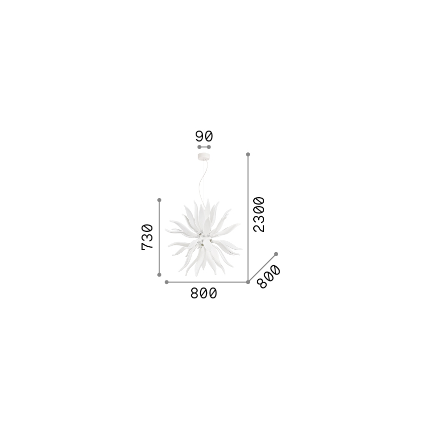 Ideal Lux - LED Luster na sajli LEAVES 12xG9/3W/230V pr. 80 cm bijela