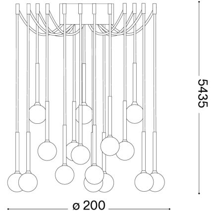 Ideal Lux - LED luster na sajli LUCCIOLA 16xLED/16W/230V CRI 90 pauk crni