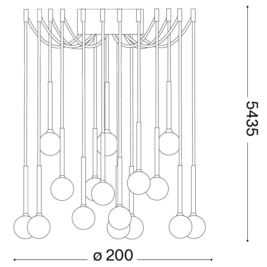 Ideal Lux - LED luster na sajli LUCCIOLA 16xLED/16W/230V CRI 90 pauk crni