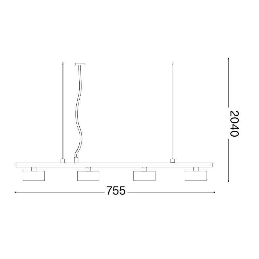 Ideal Lux - LED Luster na sajli MINOR 4xGX53/9W/230V 75,5 cm crna